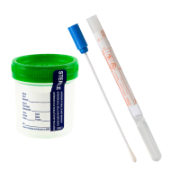 Supply #U02 90mL Sterile Cup with Green Lid and Supply #S02 Blue CultureSwab™ MaxV collection & transport